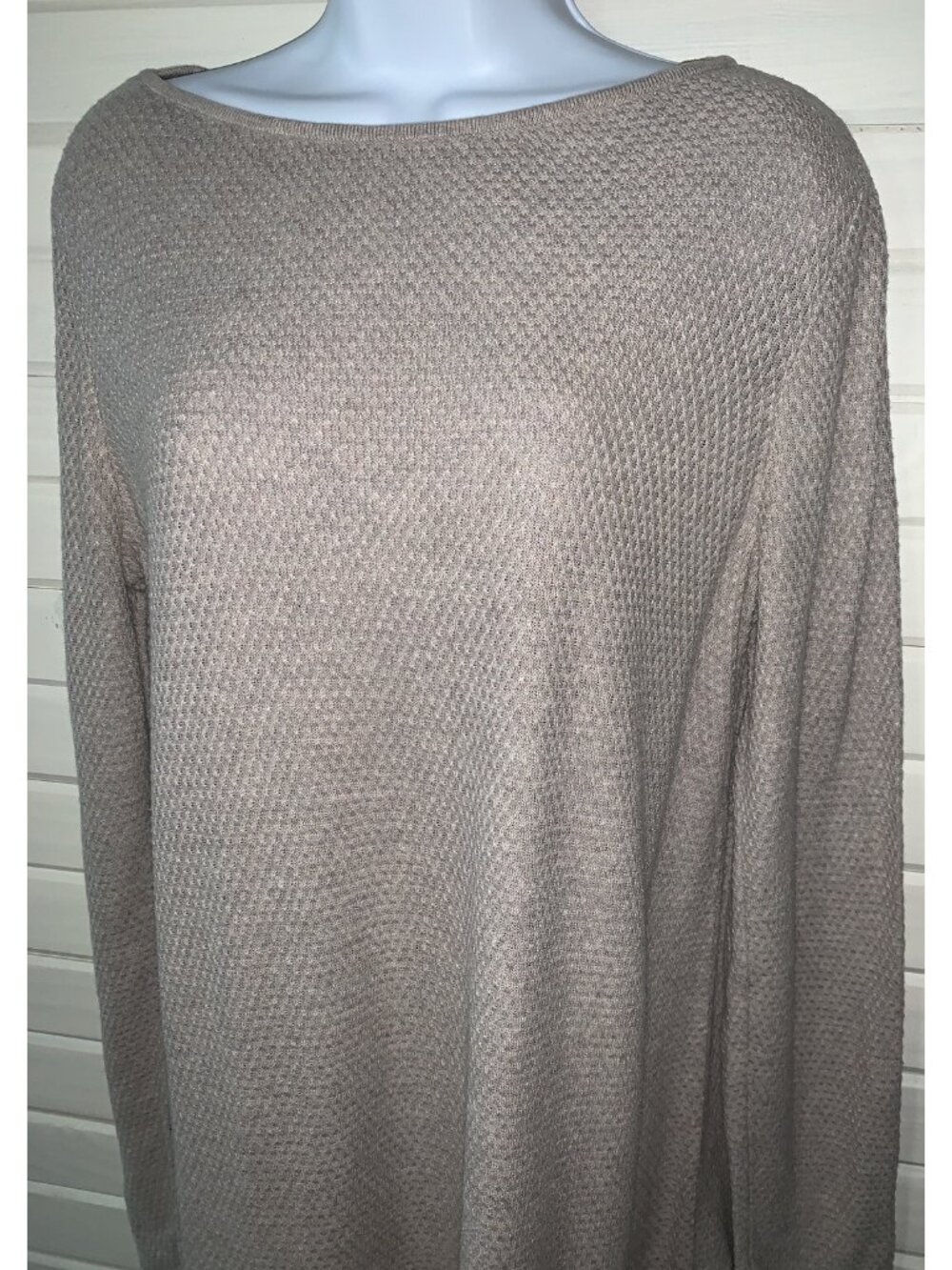 J Jill Sz ?? (See Meas) Oatmeal Beige Waffle Knit Tunic Top Cotton Nylon EUC